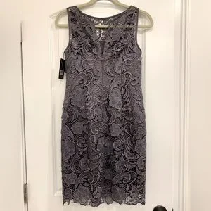 Adrianna Papell | Dresses | Adrianna Papell Illusion Bodice Lace Sheath  Dress | Poshmark
